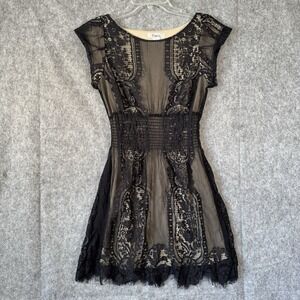 Y2K Dress Womens Medium Lace Witchy Dark Fairy Grunge Whimsigoth Empire Waist